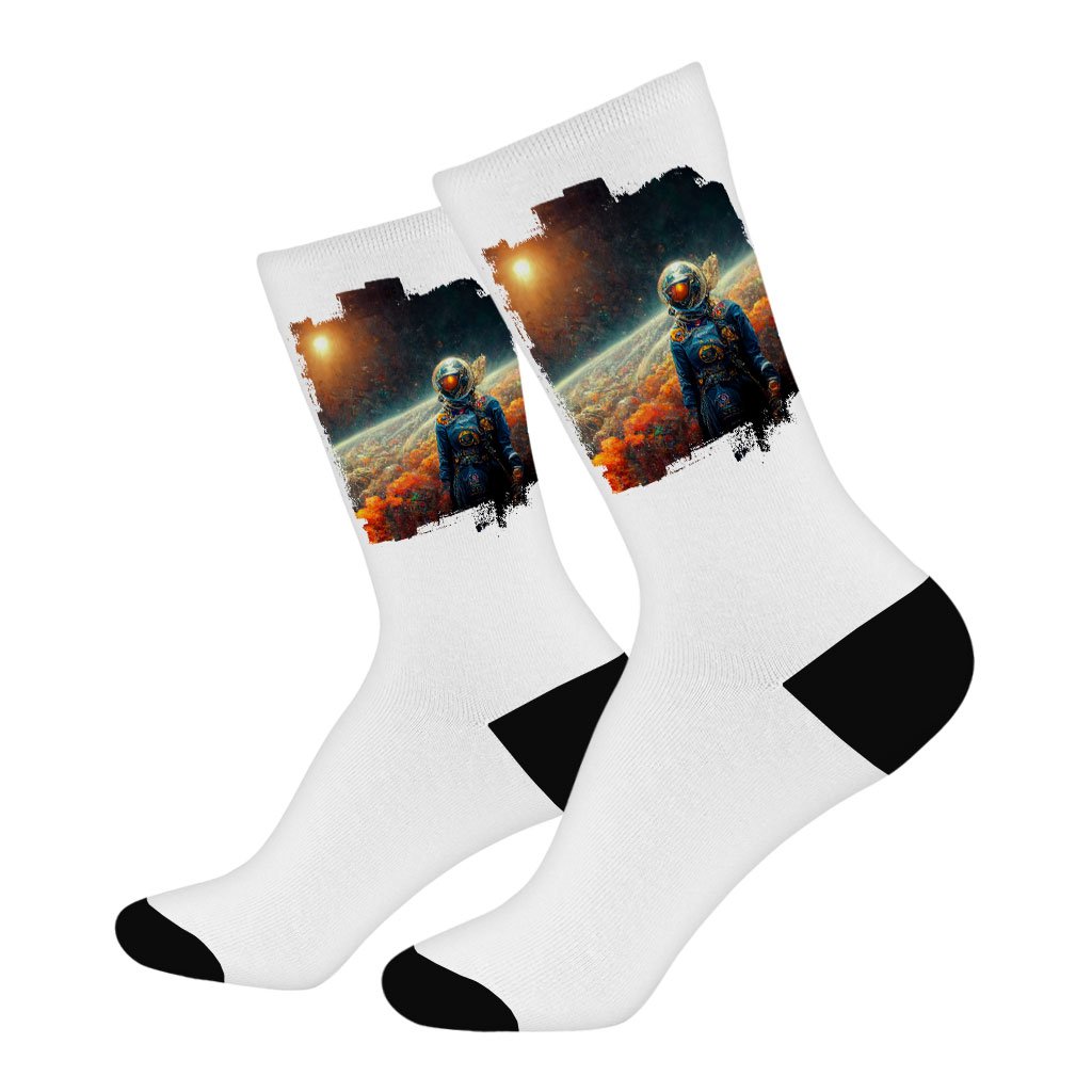 Abstract Astronaut Painting Socks – Space Novelty Socks – Graphic Crew Socks