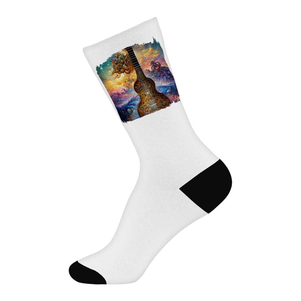 Abstract Guitar Painting Socks – Graphic Novelty Socks – Art Crew Socks