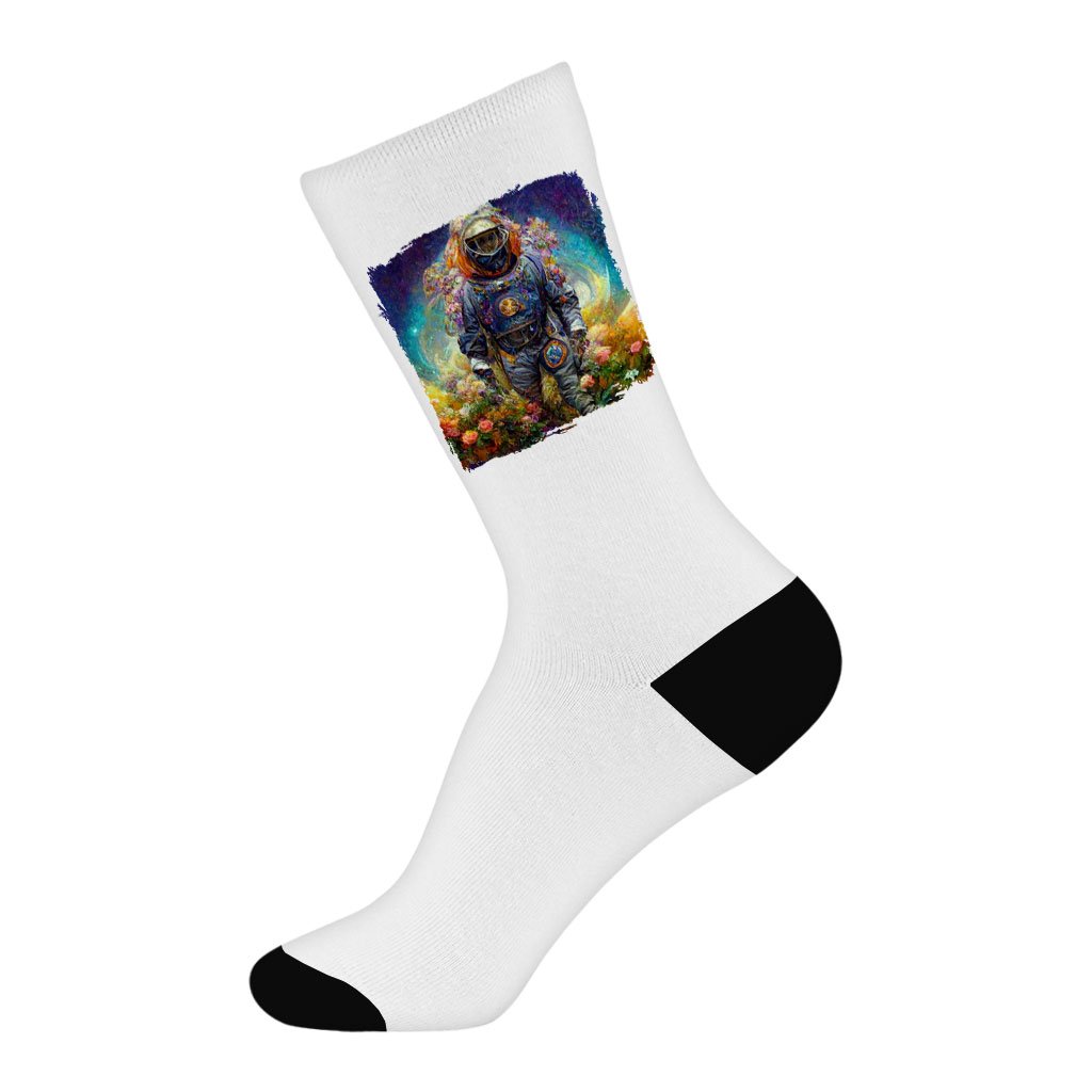 Astronaut Flower Background Socks – Painting Novelty Socks | Shopamericaio