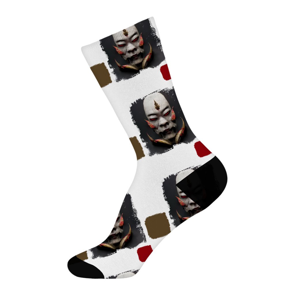 Kitsune Mask Socks – Demon Novelty Socks – Hannya Crew Socks | Shopamericaio