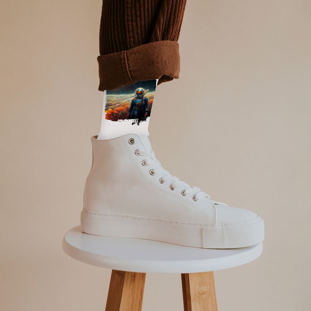 Abstract Astronaut Painting Socks – Space Novelty Socks – Graphic Crew Socks