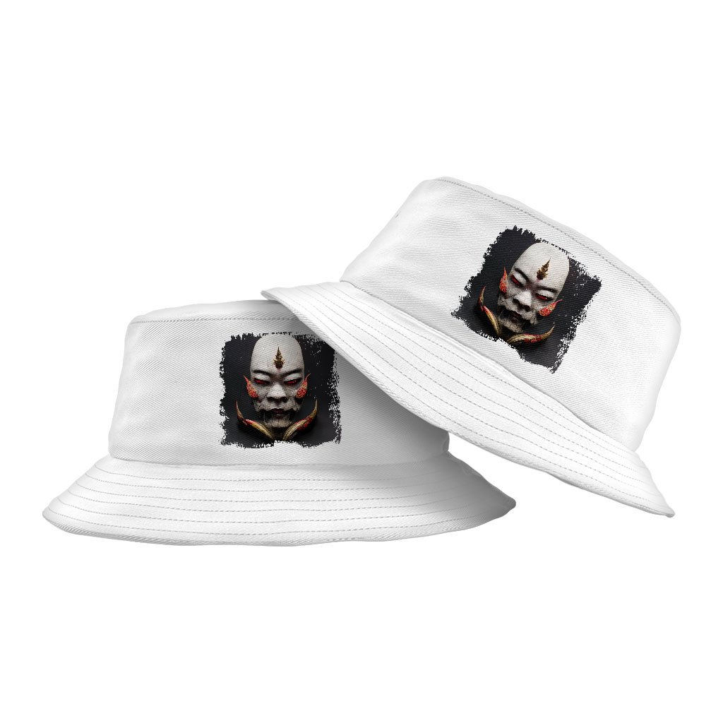 Kitsune Mask Bucket Hat – Demon Hat – Hannya Bucket Hat | Guitar Tree Bucket Hat