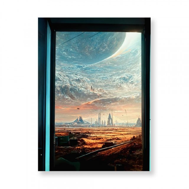 Futuristic City Night Art Wall Picture – Future World Stretched Canvas