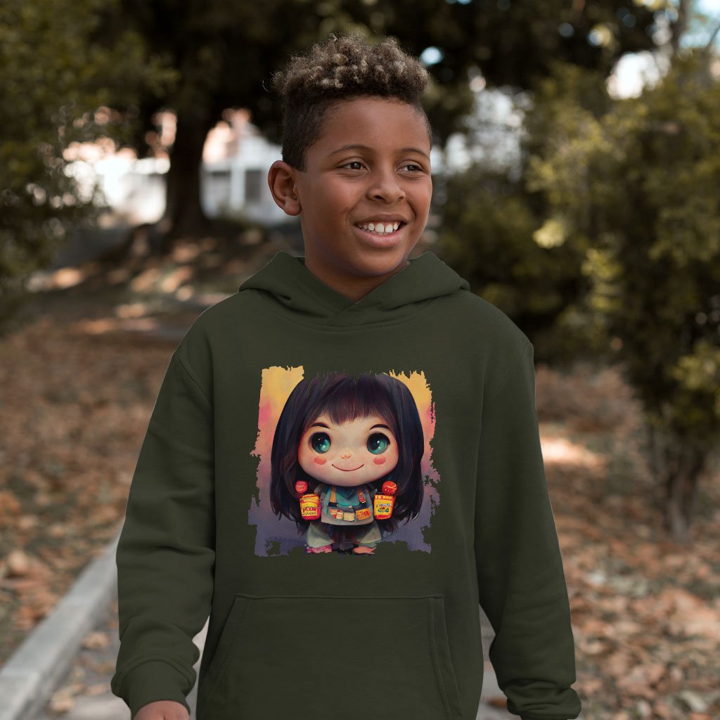 Anime Girl Cute Kids’ Sponge Fleece Hoodie – Graphic Hoodie for Kids