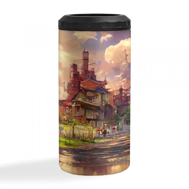 Anime City Skyline Art Insulated Slim Can Cooler – Painting Can Cooler