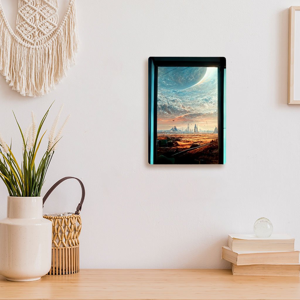 Futuristic City Night Art Metal Photo Prints – Future World Decor Picture