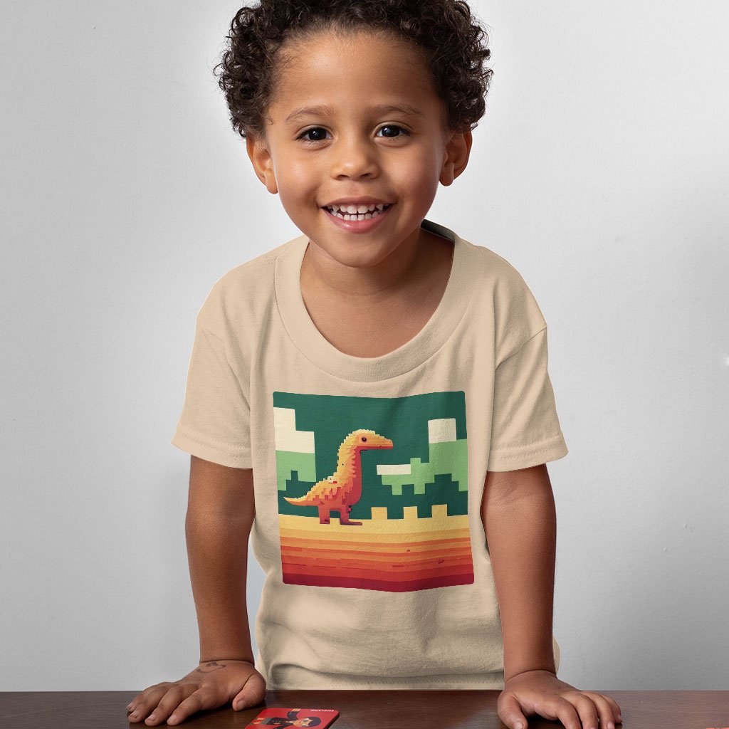 Cute Dino Pixel Toddler T-Shirt – 8 Bit Kids’ T | Japanese Cute Girl Baby Bibs