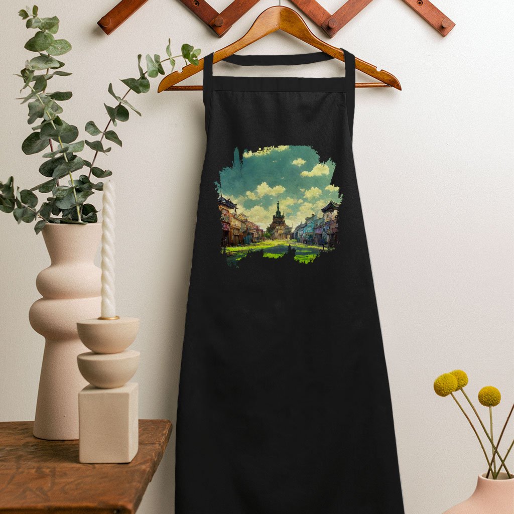Anime City Background Art Apron – Painting Cooking Apron | Shopamericaio