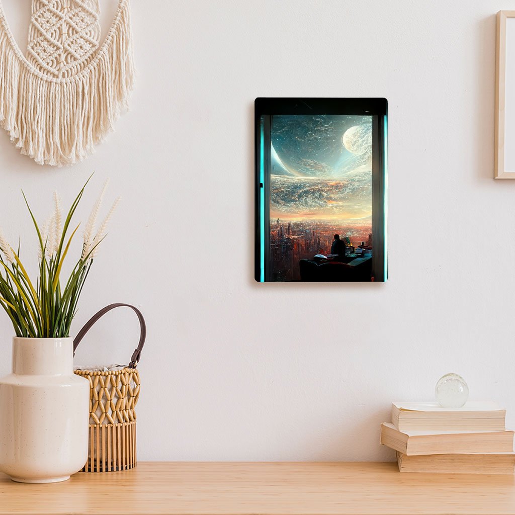Futuristic City Art Metal Photo Prints – Space City Decor Picture