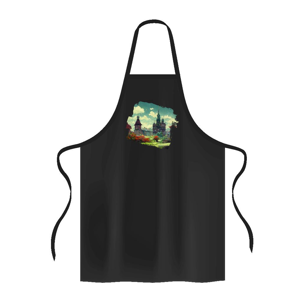 Cartoon City Art Apron - Anime Cooking Apron - Landscape Apron for Women
