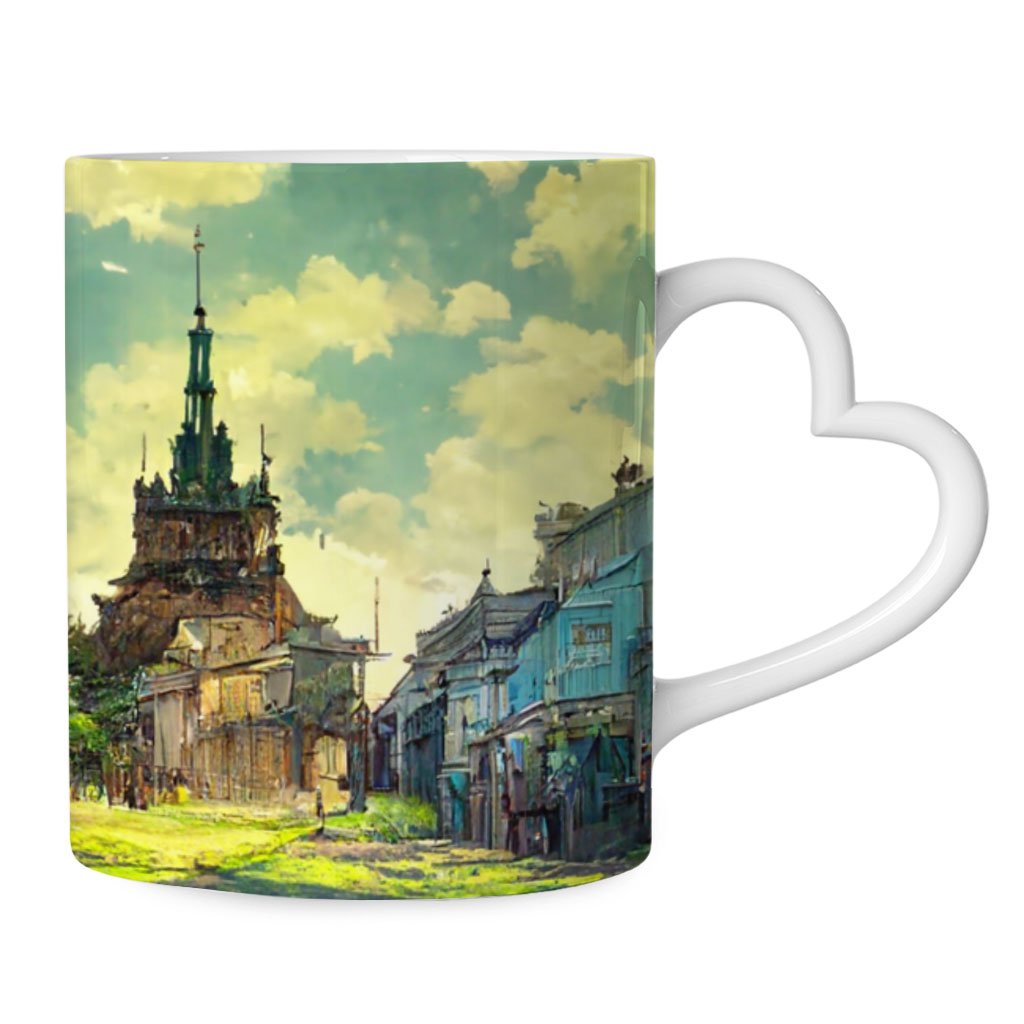 Anime City Background Art Mug with Heart Handle – Painting Mug | Shopamericaio
