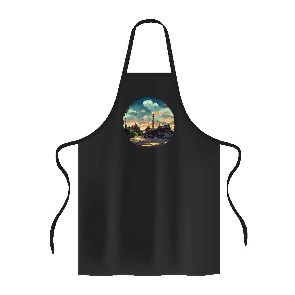 Cartoon City Concept Art Apron - Anime Cooking Apron - Graphic Apron for Women