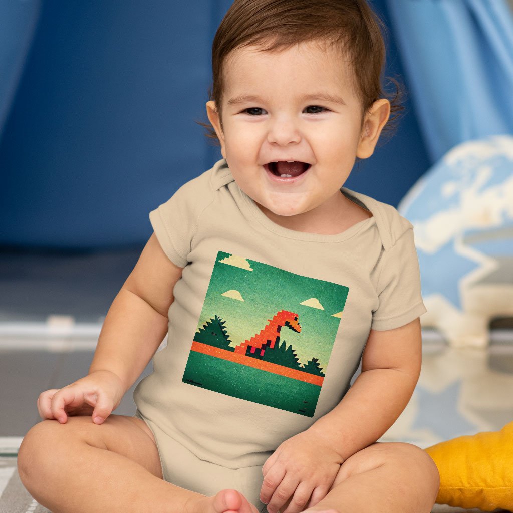Dino Pixel Art Baby Jersey Onesie – Cute Dinosaur Baby Onesie | Shopamericaio