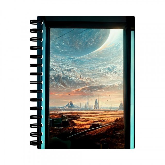 Futuristic City Night Art Spiral Notebook – Future World Notebook