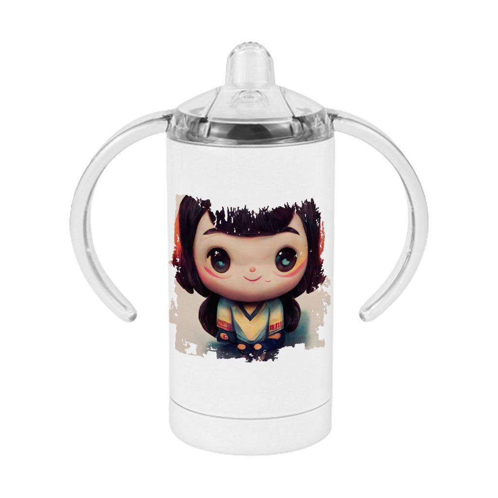 Anime Girl Smiling Sippy Cup – Anime Print Baby Sippy Cup – Cute Sippy Cup