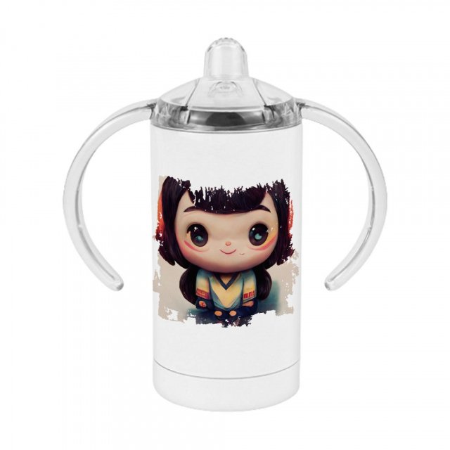 Anime Girl Smiling Sippy Cup – Anime Print Baby Sippy Cup – Cute Sippy Cup
