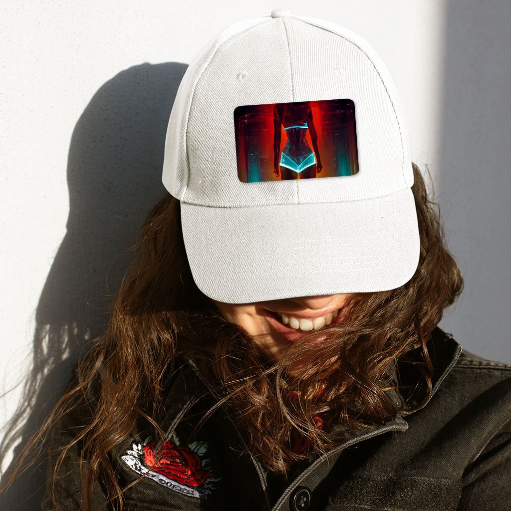 Fashion Model Woman In Neon Light Hat Patches – Futuristic Patches