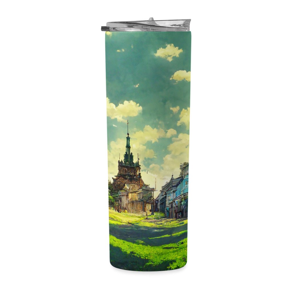 Anime City Background Art 20oz Skinny Tumbler – Painting Travel Mug
