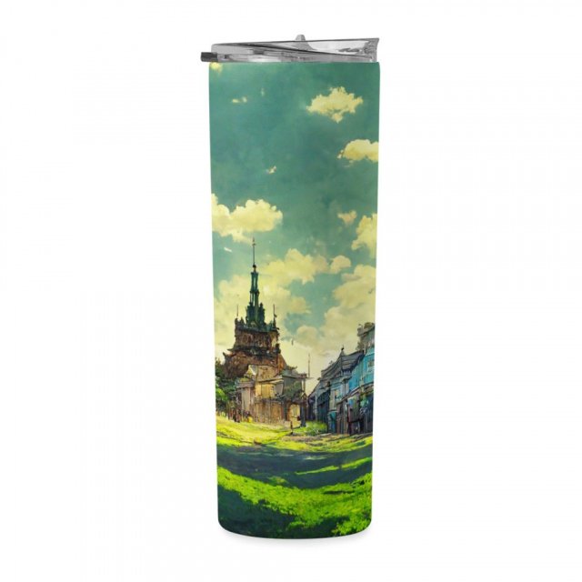 Anime City Background Art 20oz Skinny Tumbler – Painting Travel Mug
