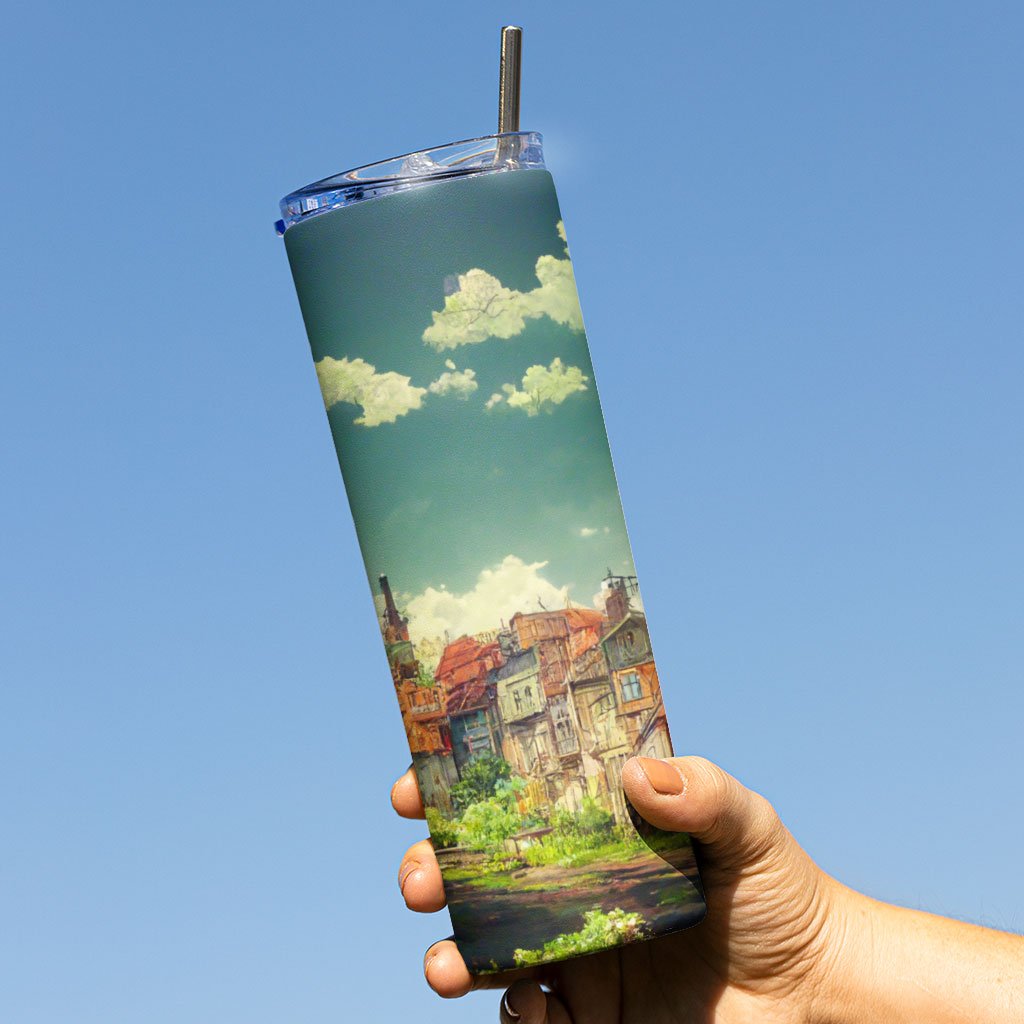 City Pop Anime Print 20oz Skinny Tumbler – Art Travel Mug | African Style Mug