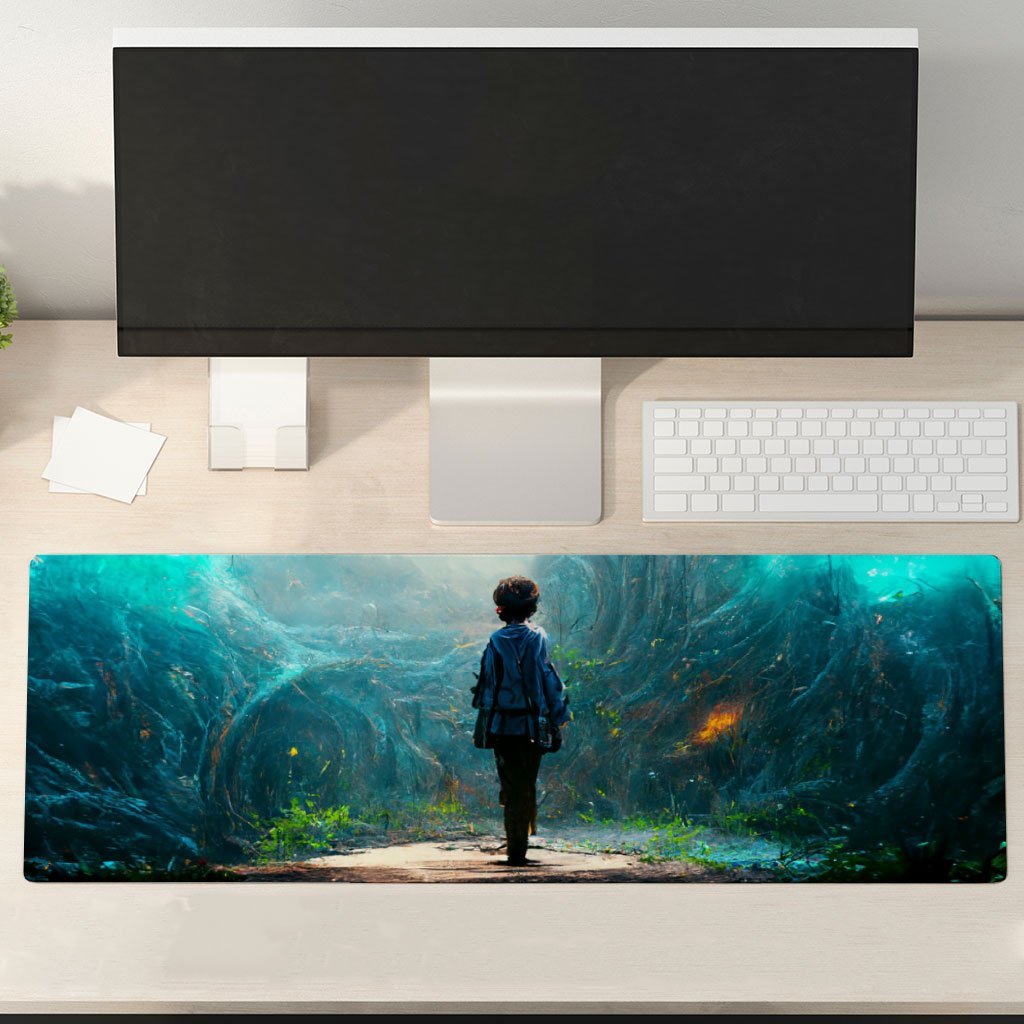 Dream World Fantasy Art Desk Mat – Nature Desk Pad – Landscape Laptop Desk Mat
