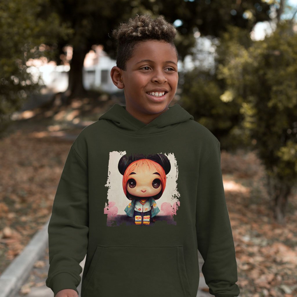 Girl Print Kids’ Sponge Fleece Hoodie – Anime Kids’ Hoodie | Shopamericaio