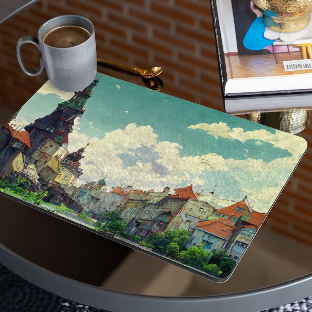 City Landscape Cartoon Art Placemats 2 PCS – Cartoon Placemats for Kitchen Table