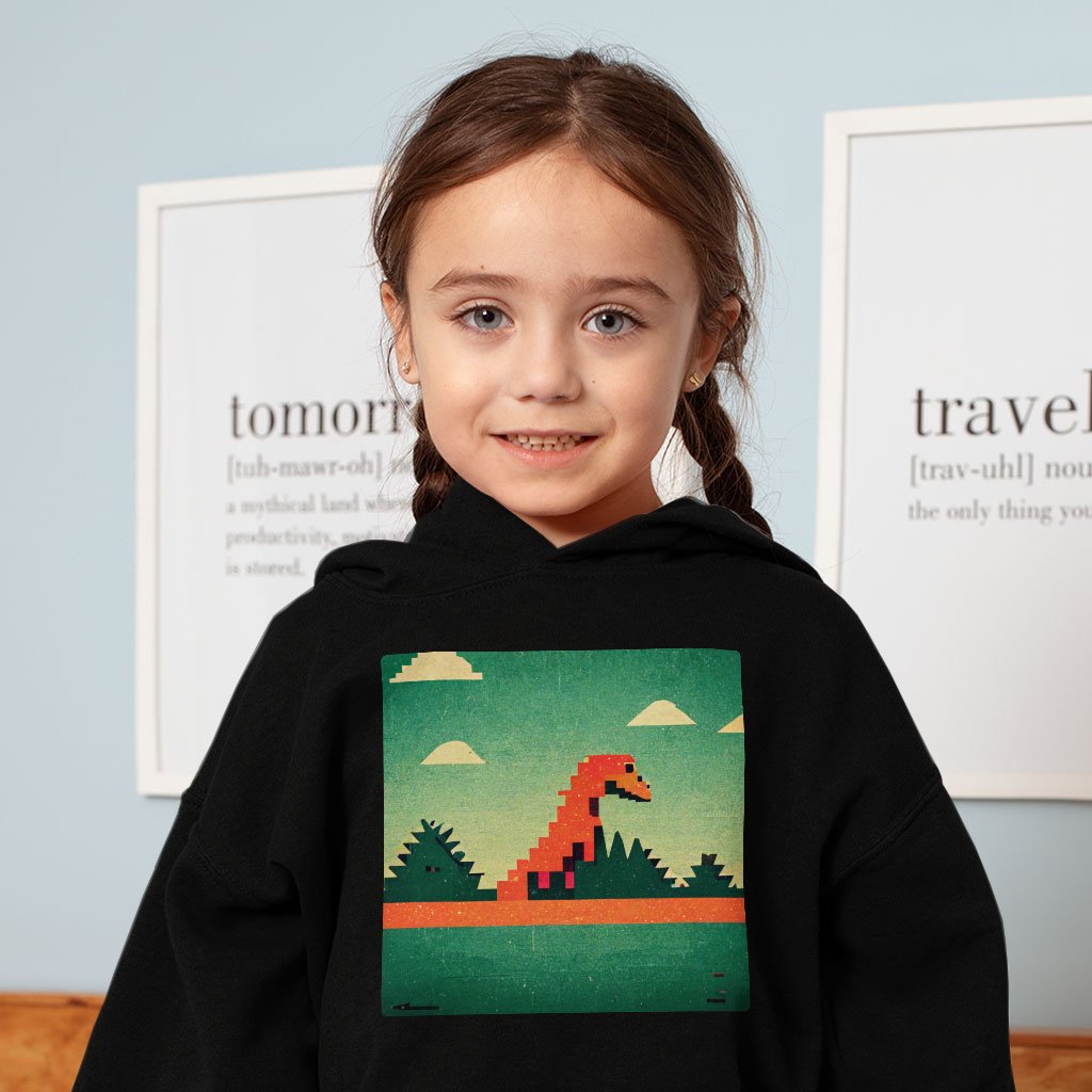 Dino Pixel Art Toddler Hoodie – Cute Dinosaur Toddler Hooded Sweatshirt