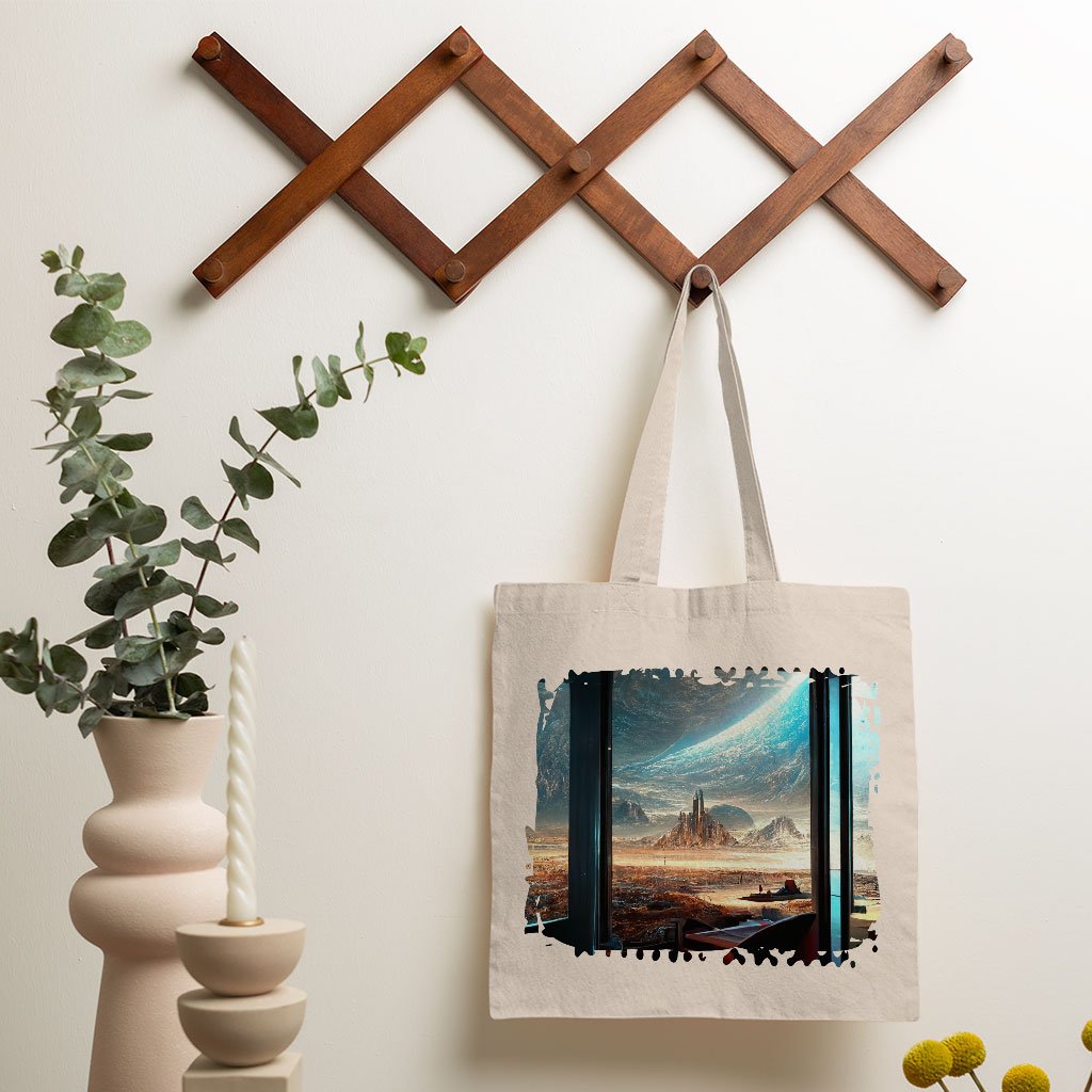 Space City Art Small Tote Bag – Future World Shopping Bag – Cityscape Tote Bag