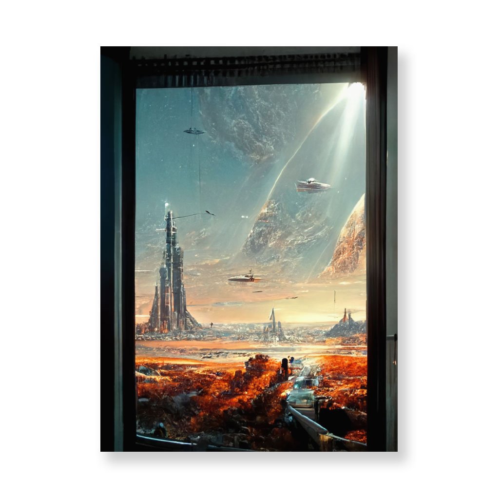 City Outer Space Concept Art Wall Picture – Cityscape Stretched Canvas