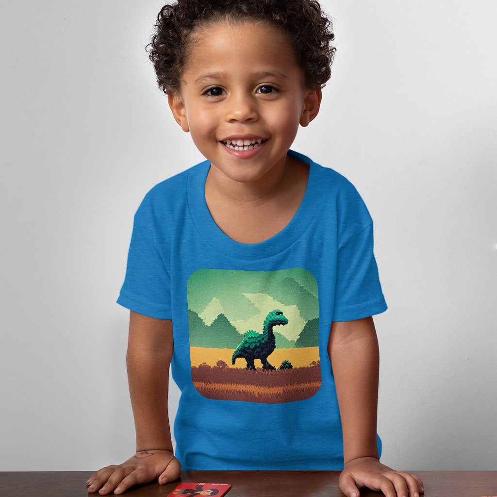 Cute Dino Toddler T-Shirt – Pixel Kids’ T | Girl Print Kids’ Jersey Tank