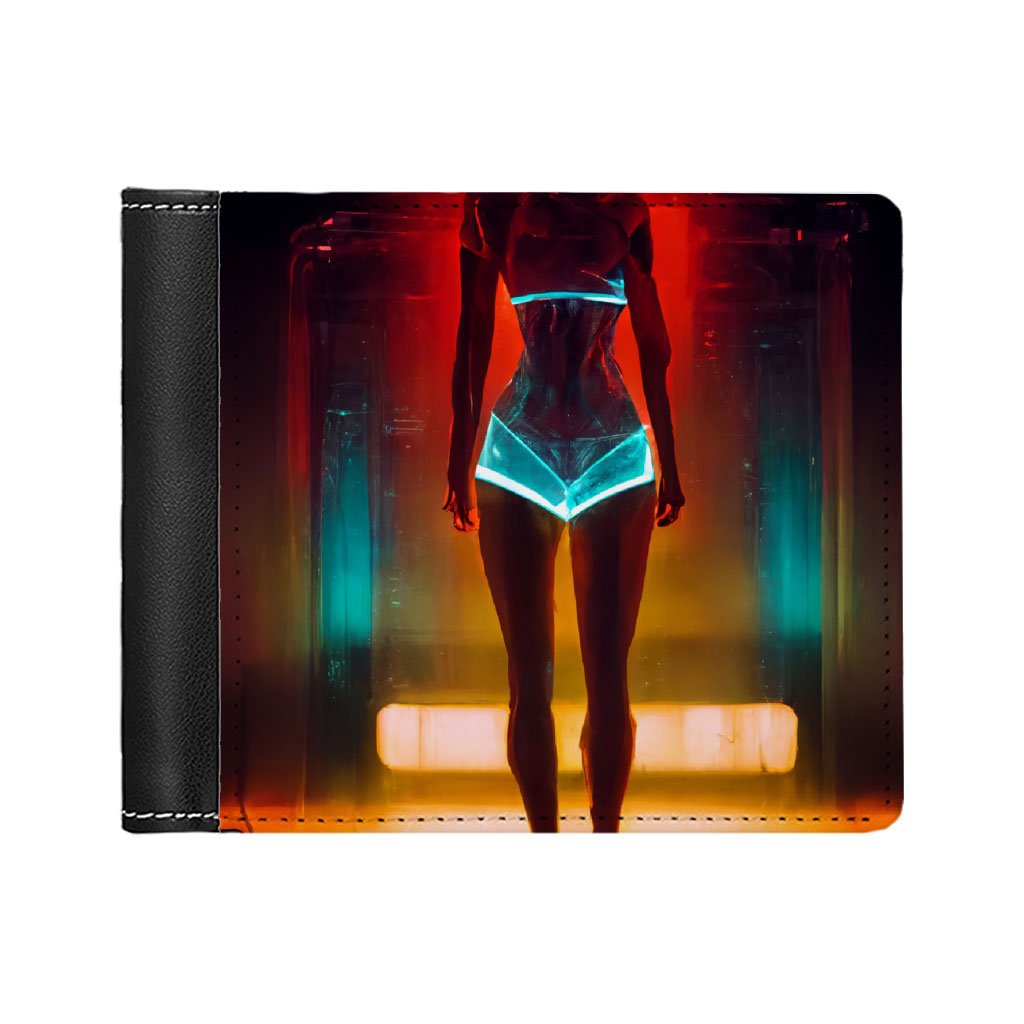 Fashion Model Woman In Neon Light Men’s Wallet – Futuristic Wallet – Neon Wallet