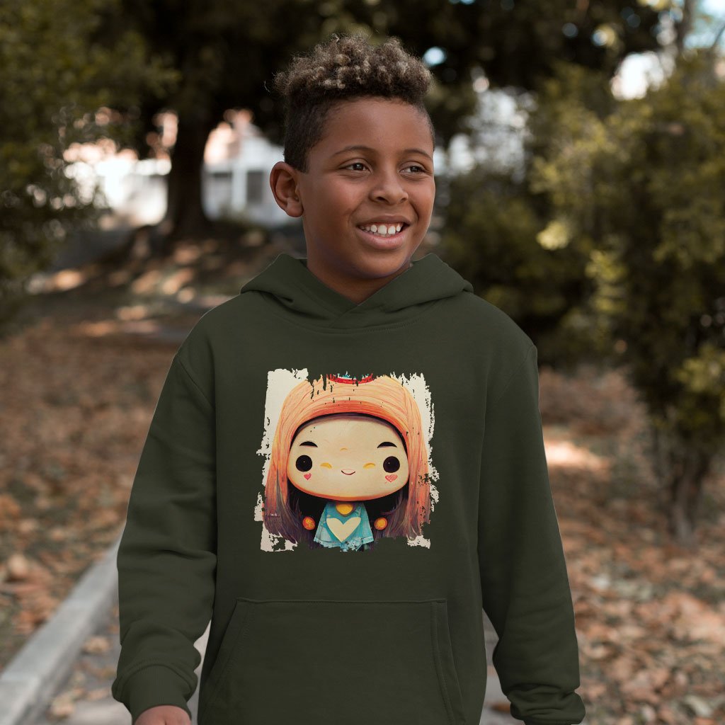 Cute Anime Girl Print Kids’ Sponge Fleece Hoodie – Kawaii Kids’ Hoodie