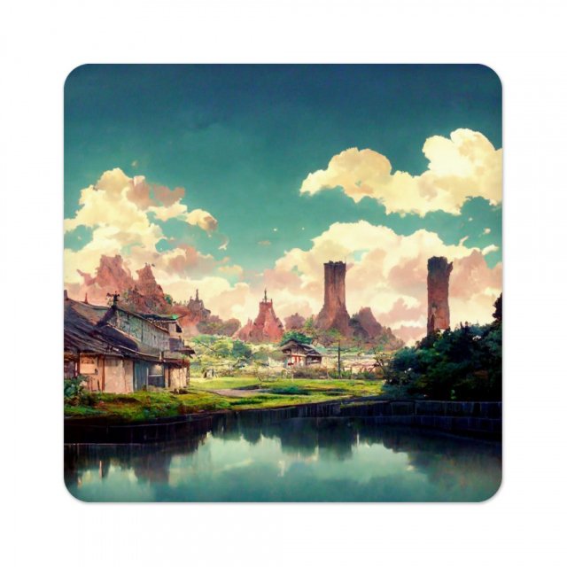 Anime City Concept Art Square Coasters – Landscape Coaster | Shopamericaio