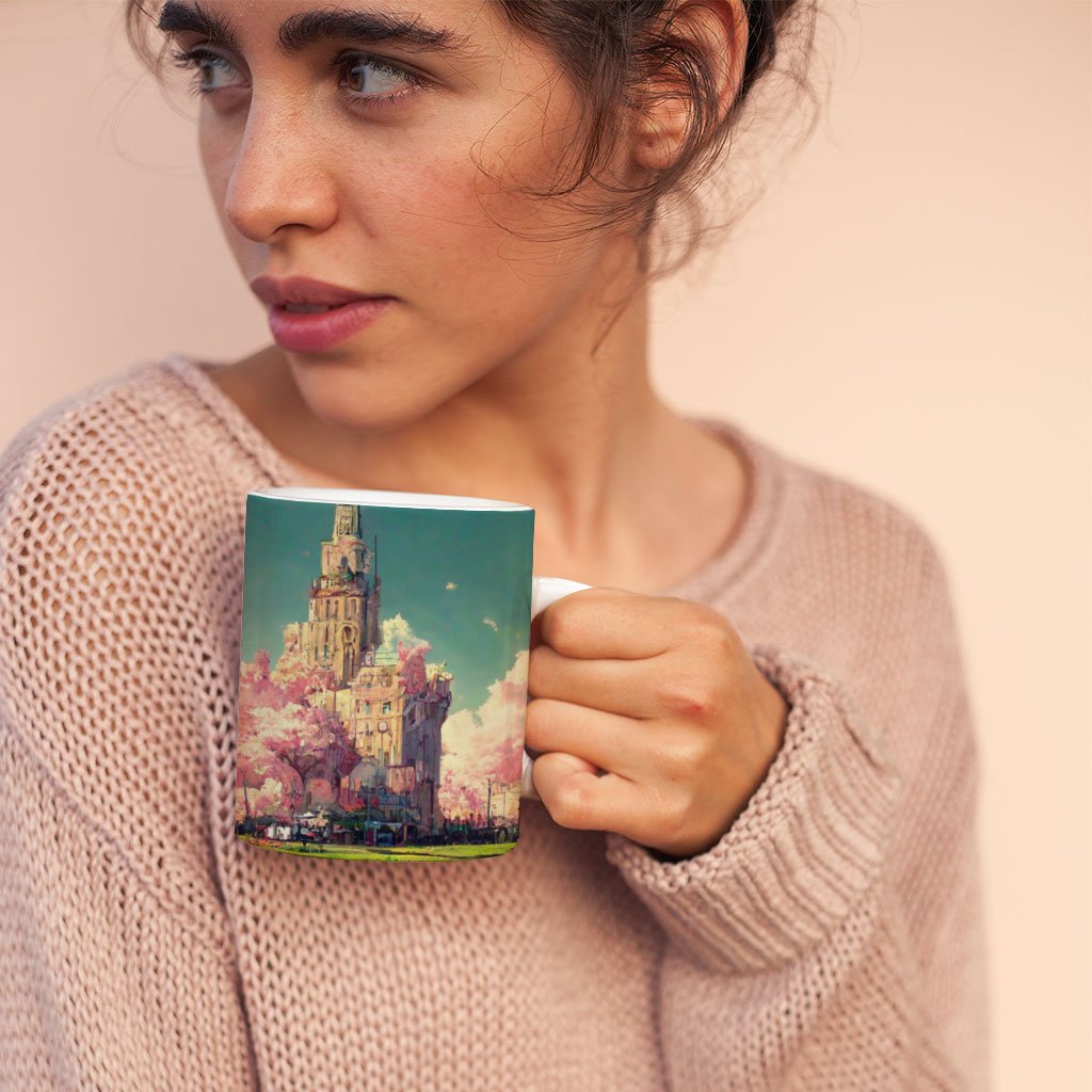 Anime City Scenery Art Mug with Heart Handle – Nature Mug | Shopamericaio
