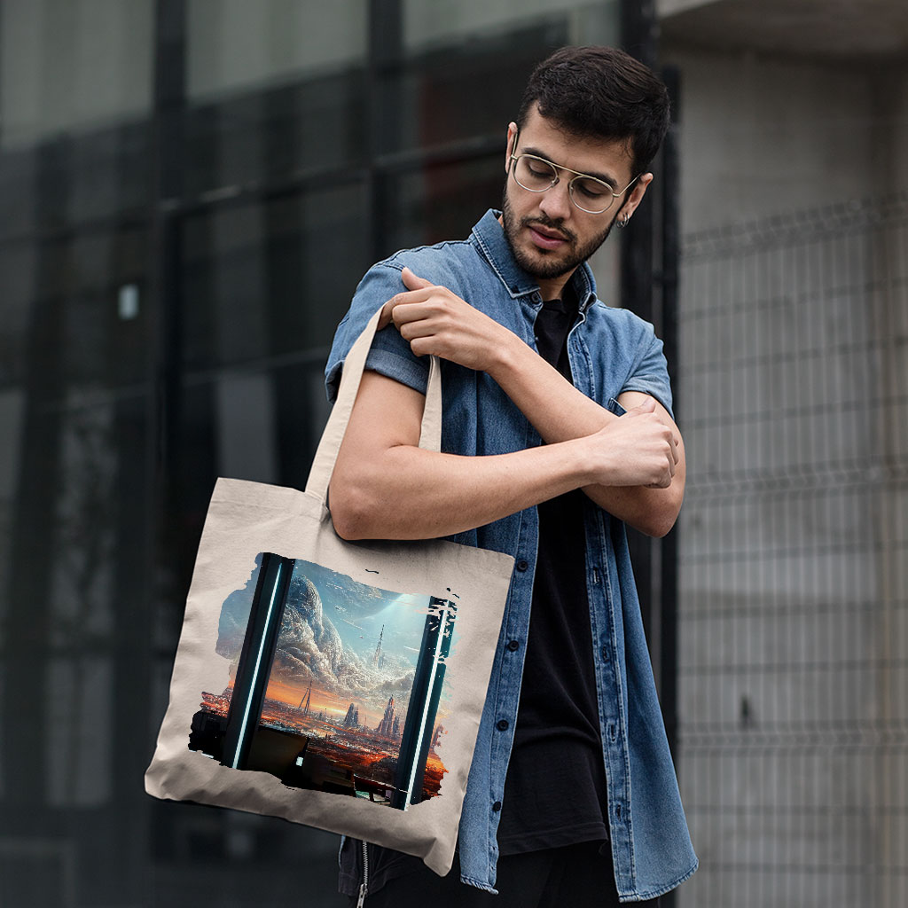 Space Station City Art Small Tote Bag – Graphic Shopping Bag | Shopamericaio