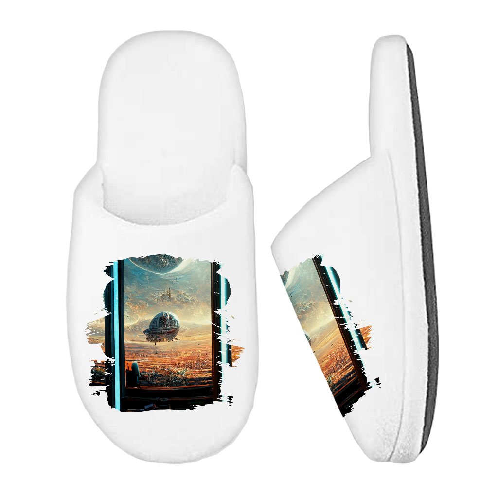 Future City Art Memory Foam Slippers – Printed Slippers – Cool Slippers