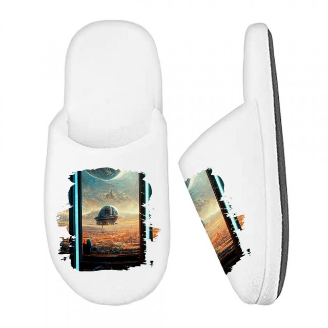 Future City Art Memory Foam Slippers – Printed Slippers – Cool Slippers