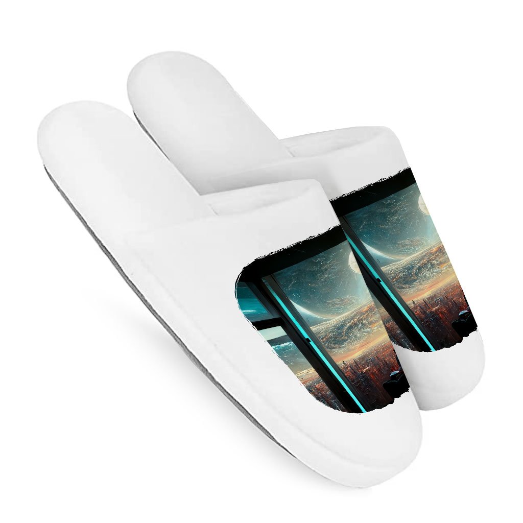 Futuristic City Art Memory Foam Slippers – Space City Slippers | Shopamericaio