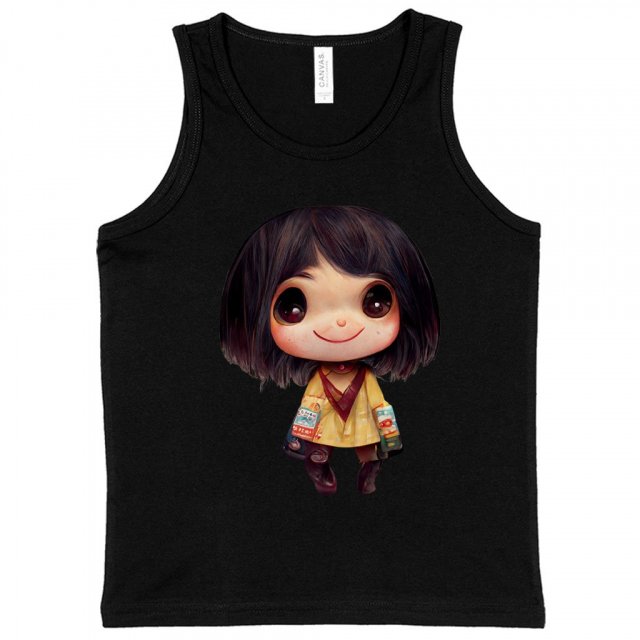 Kawaii Anime Face Kids’ Jersey Tank – Cute Sleeveless T-Shirt | Shopamericaio