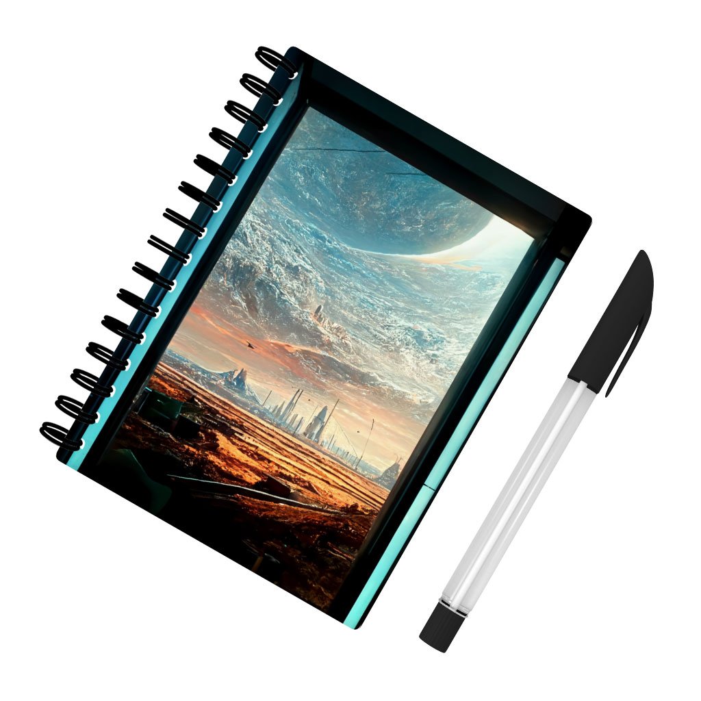 Futuristic City Night Art Spiral Notebook – Future World Notebook