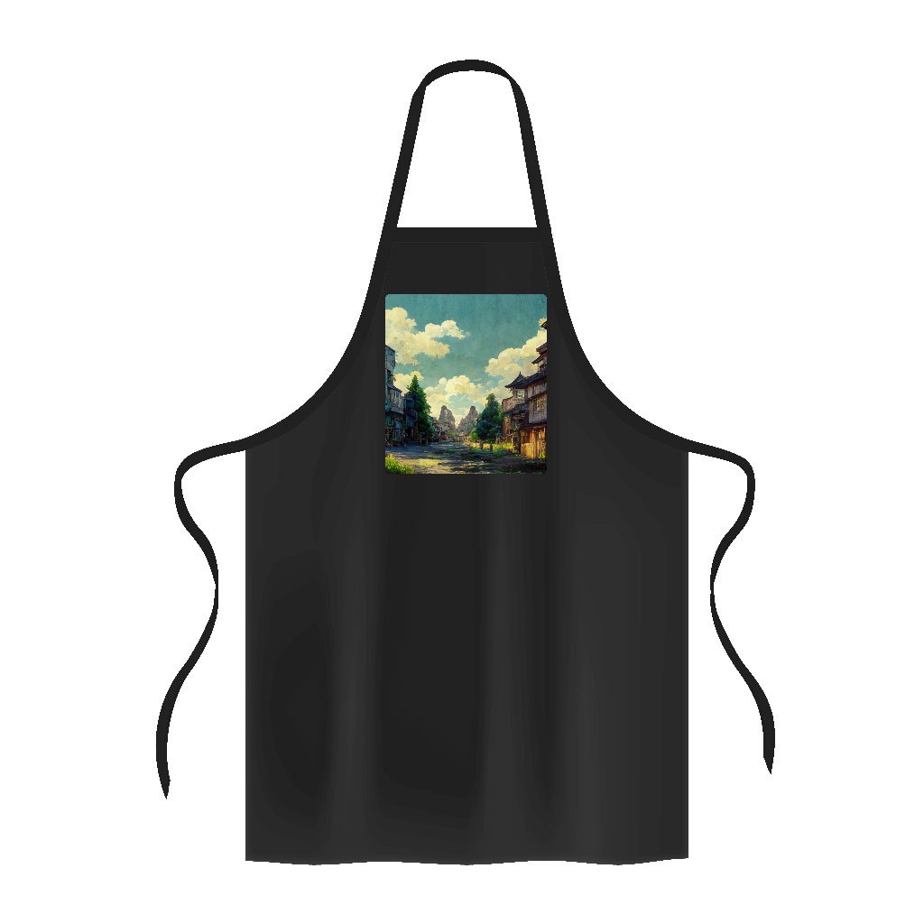 Anime City Digital Art Apron - Cartoon Cooking Apron - Printed Apron for Women