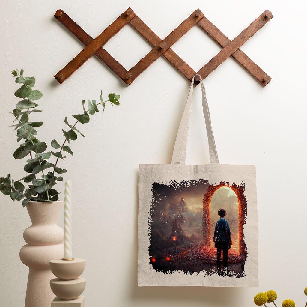 Magical World Fantasy Art Small Tote Bag – Portal Shopping Bag | Demon Desk Mat