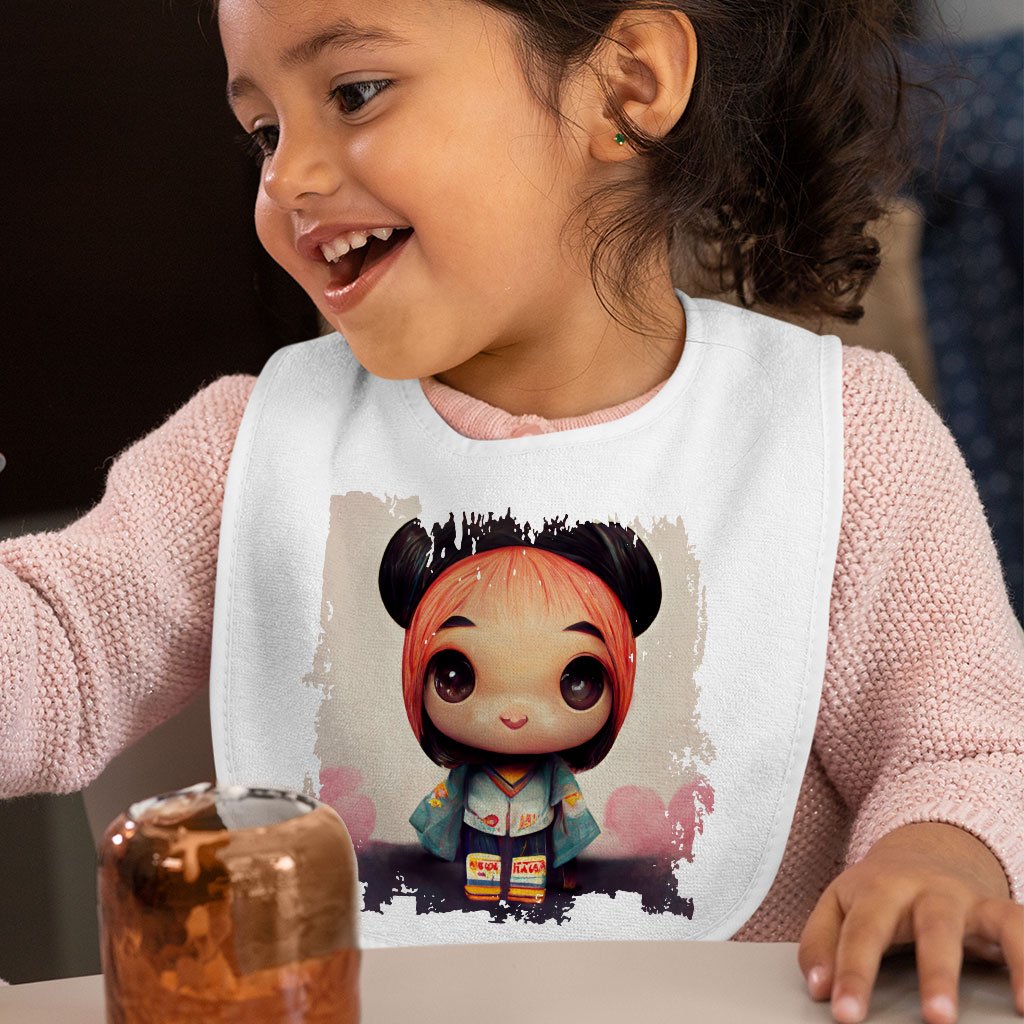 Girl Print Baby Bibs – Anime Baby Feeding Bibs – Anime Print Bibs for Eating