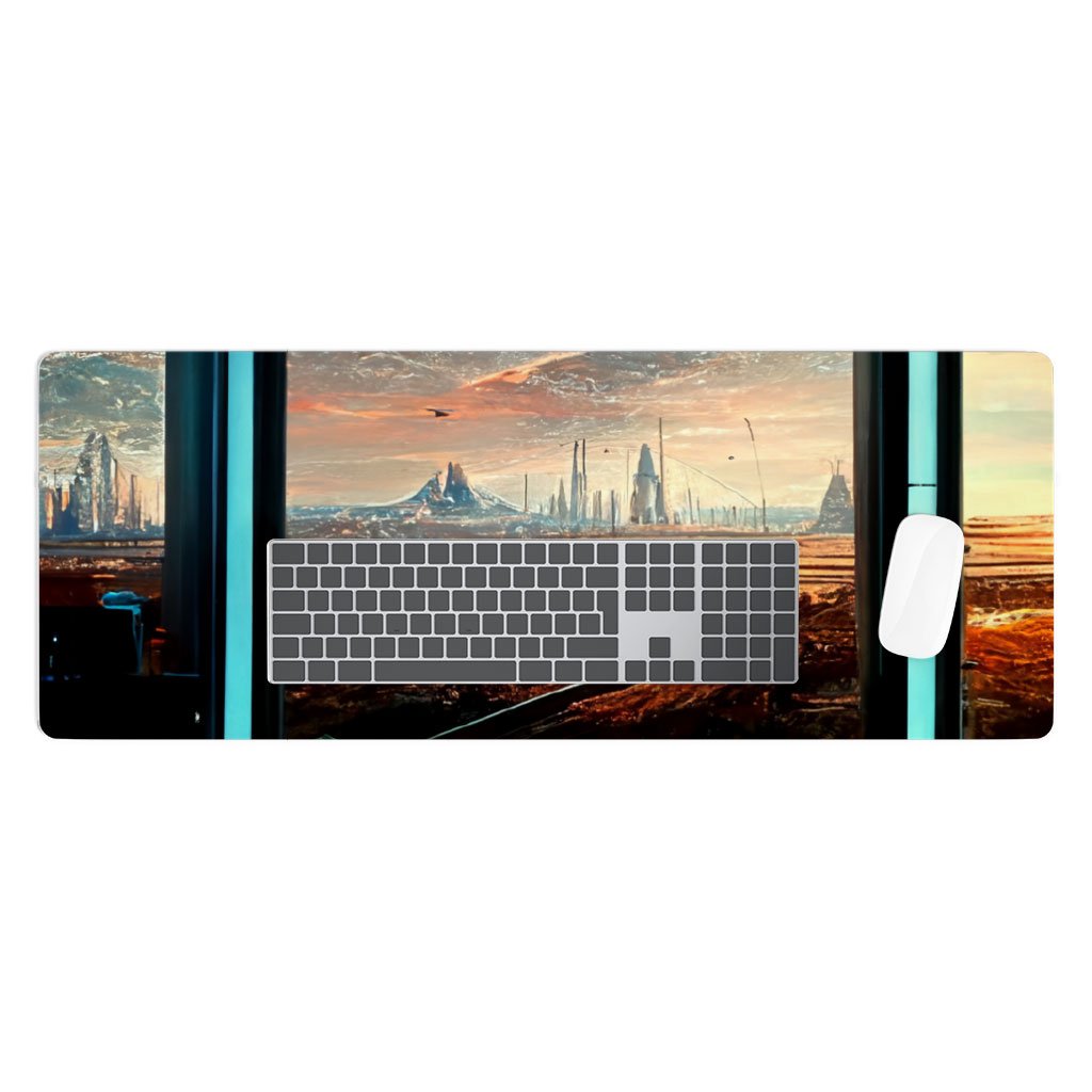 Futuristic City Night Art Desk Mat – Future World Desk Pad | Shopamericaio