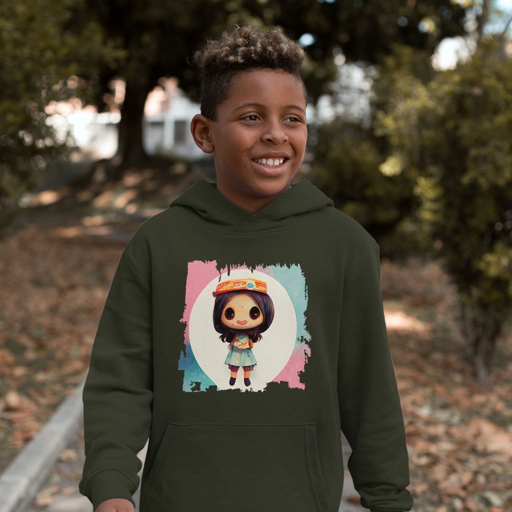 Kawaii Baby Girl Kids’ Sponge Fleece Hoodie – Anime Style Kids’ Hoodie