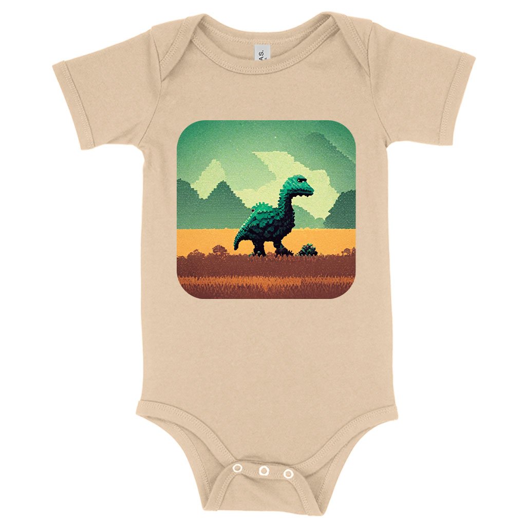 Cute Dino Baby Jersey Onesie – Pixel Baby Onesie – Printed Baby One-Piece