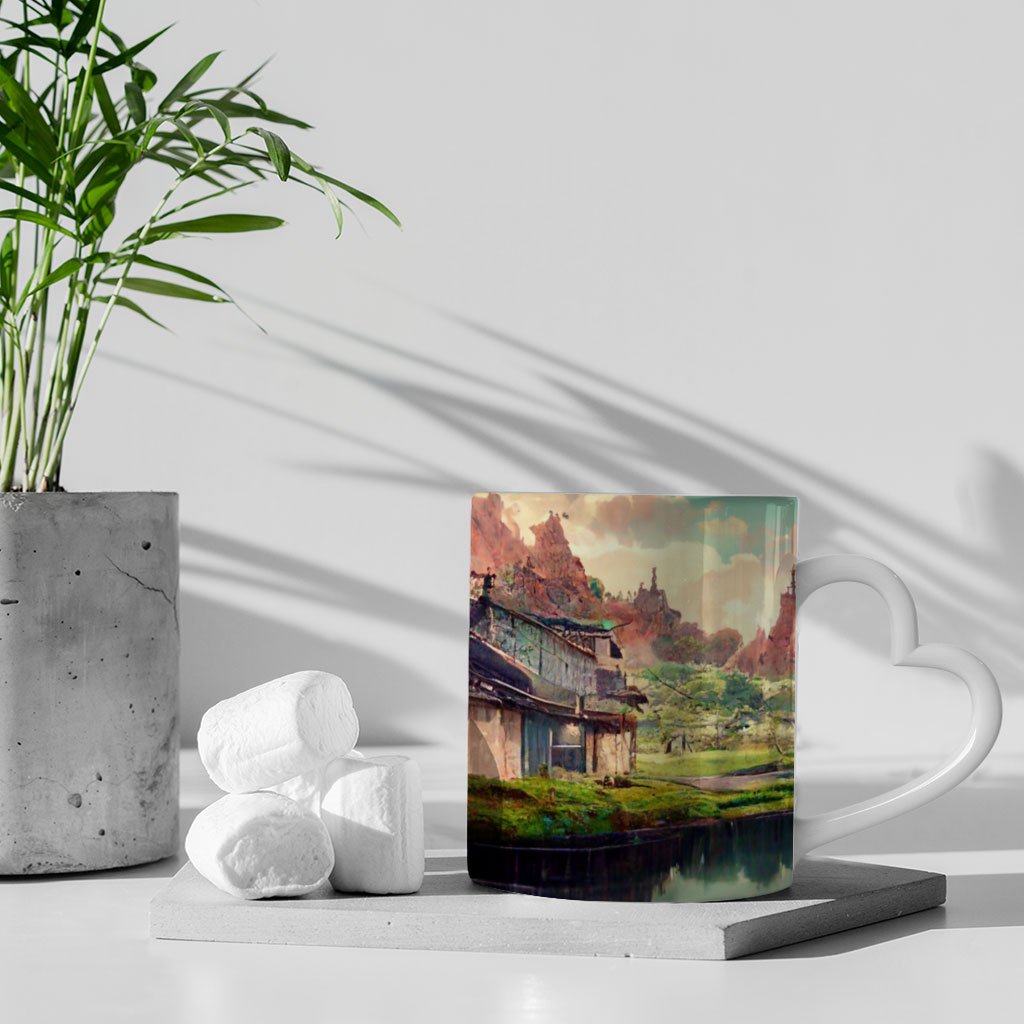 Anime City Concept Art Mug with Heart Handle – Landscape Mug | Shopamericaio