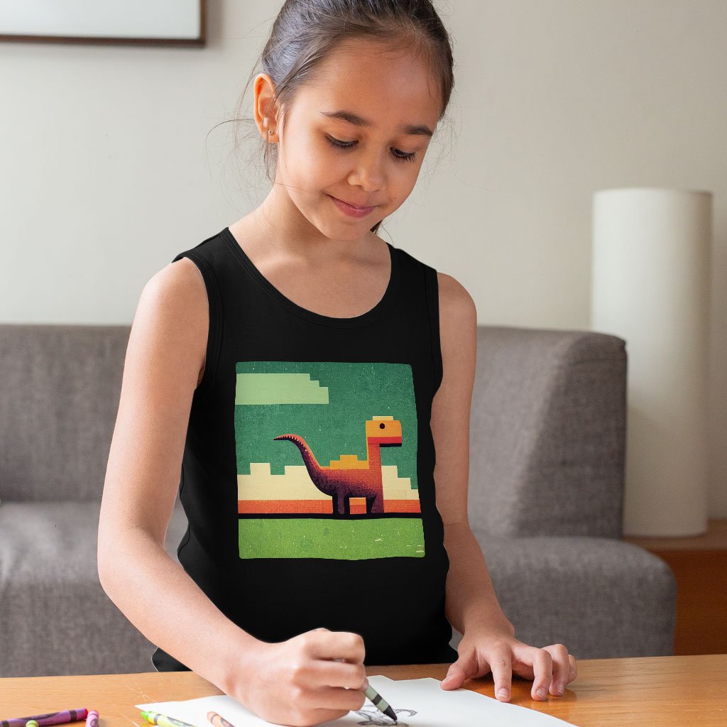 Dino Pixel Art Kids’ Jersey Tank – Dinosaurs Sleeveless T-Shirt | Dino Baby Bibs
