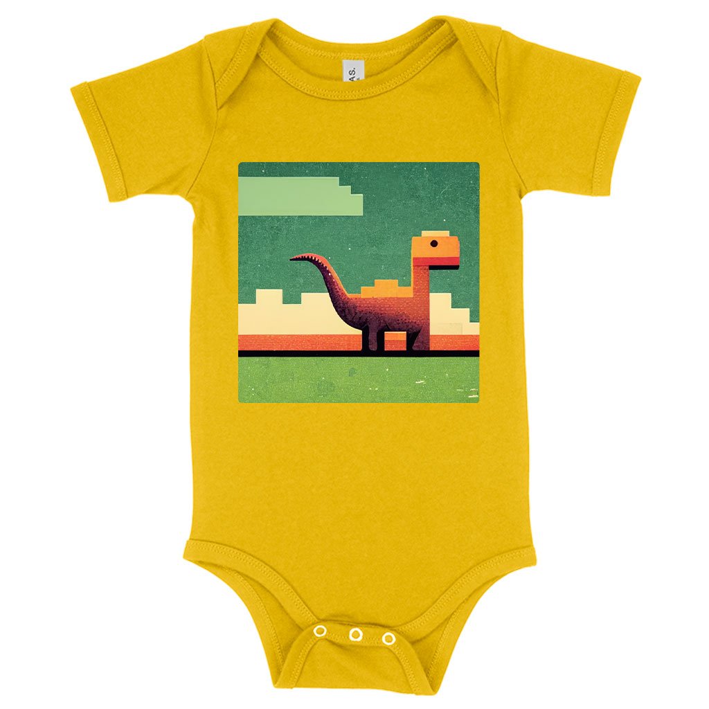 Dino Pixel Art Baby Jersey Onesie – Dinosaurs Baby Onesie | Shopamericaio